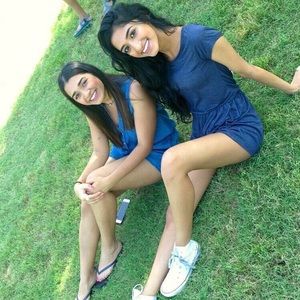 Comfy Effortless Blue romper (on right)